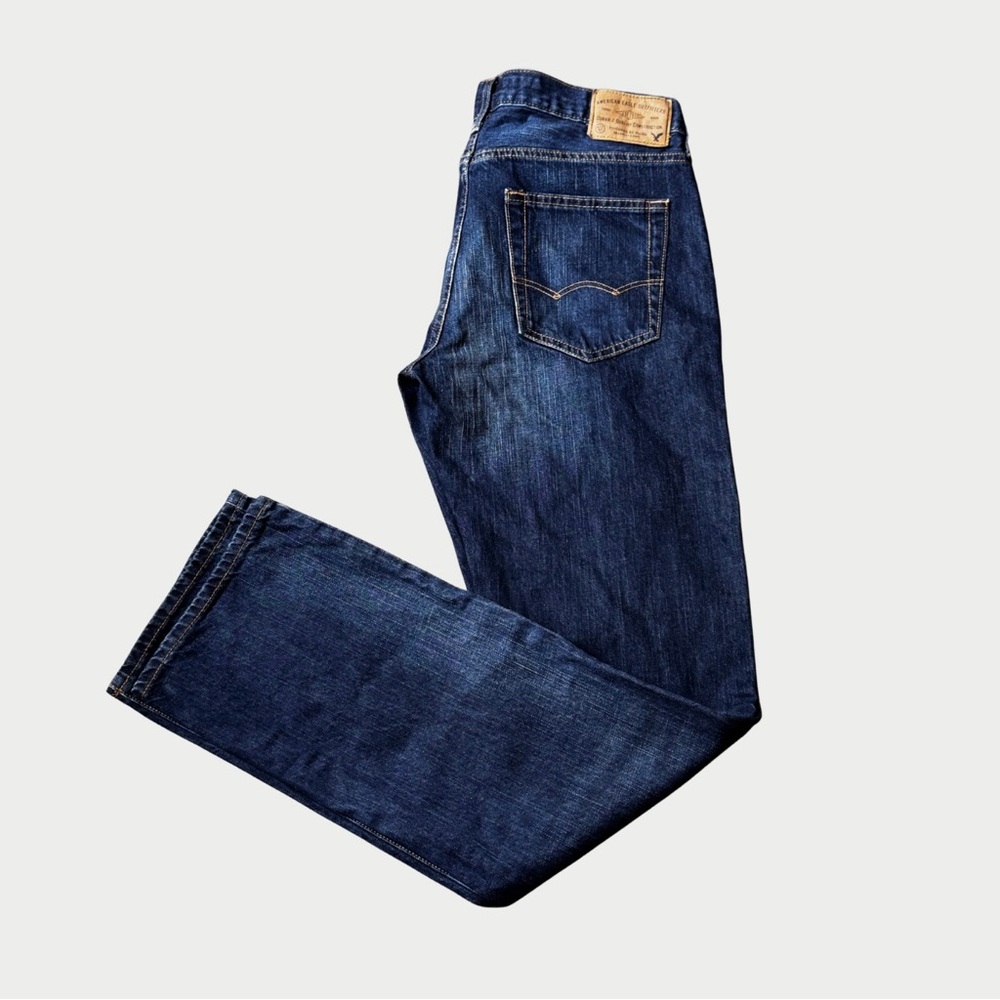 American Eagle Jeans Mens 30x36 Original Straight Dark Wash Denim